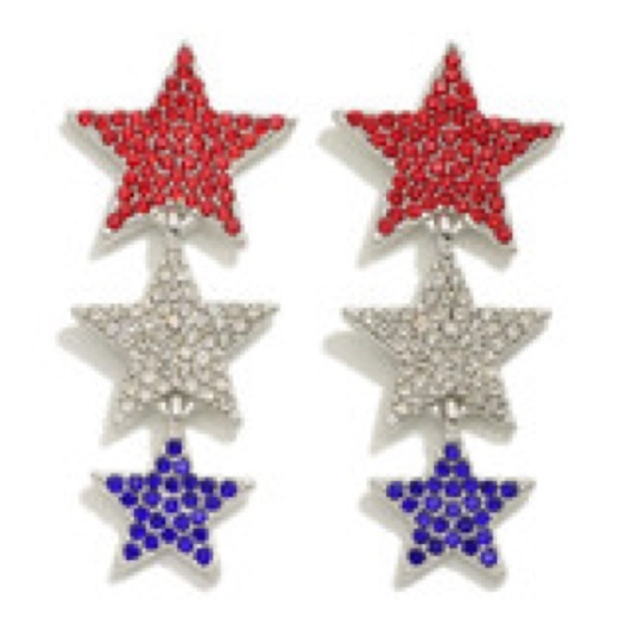 🇺🇸 Red, White, and Blue Star Earrings - Picture 1 of 1